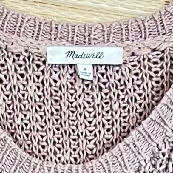 Madewell Coffeehouse Brown Linen Blend Knit Pullover Sweater Jumper Beige Size M - Picture 7 of 9